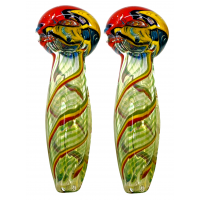 5.5" Silver Fumed Wig Wag Head Triangle Body Spoon Hand Pipe - (Pack of 2) [DJ614]